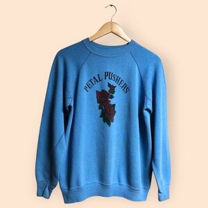 Vintage 70s Crewneck Sweatshirt Petal Pushers Roses Graphic Retro Women’s Medium